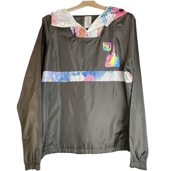 Walt Disney World Watercolor Art 1/4 zip castle graphic lightweight windbreaker - Picture 1 of 8